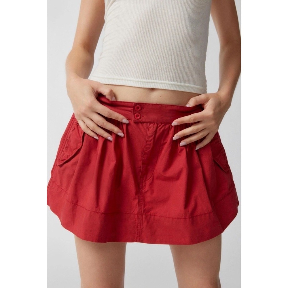 NWT Urban Outfitters BDG Belle Double-Button Mini Skirt Red Size L Skater Y2K